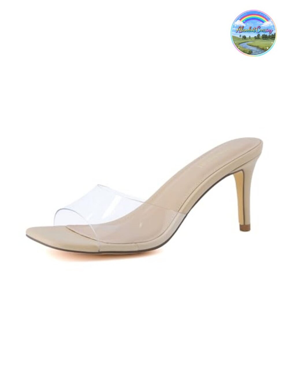 Women's Kitten Heel Slide Sandals - Faux Leather Padded Memory Foam